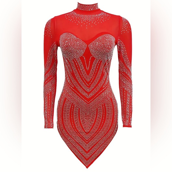 Galaxy Diva Dress Luxury Rhinestone Mini Dress | Party Outfit | Elegant Bodycon - Picture 7 of 17